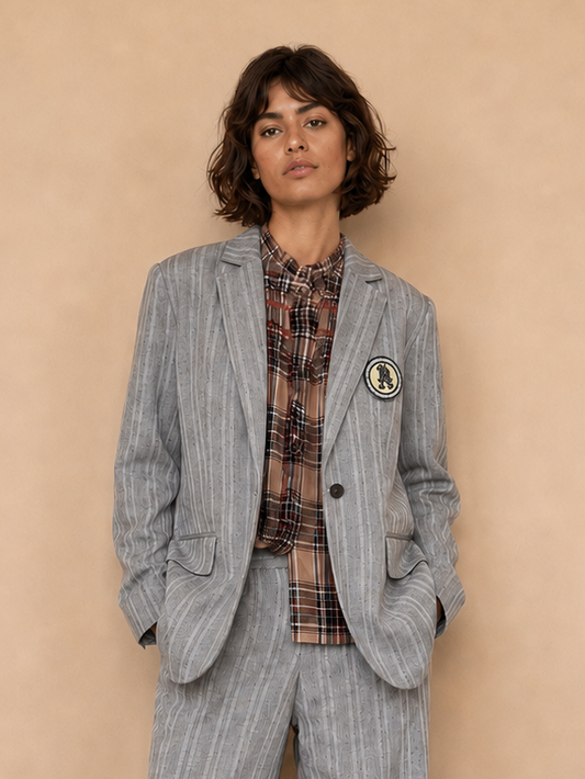 Veste blazer avec écusson Pao - Chevron brun