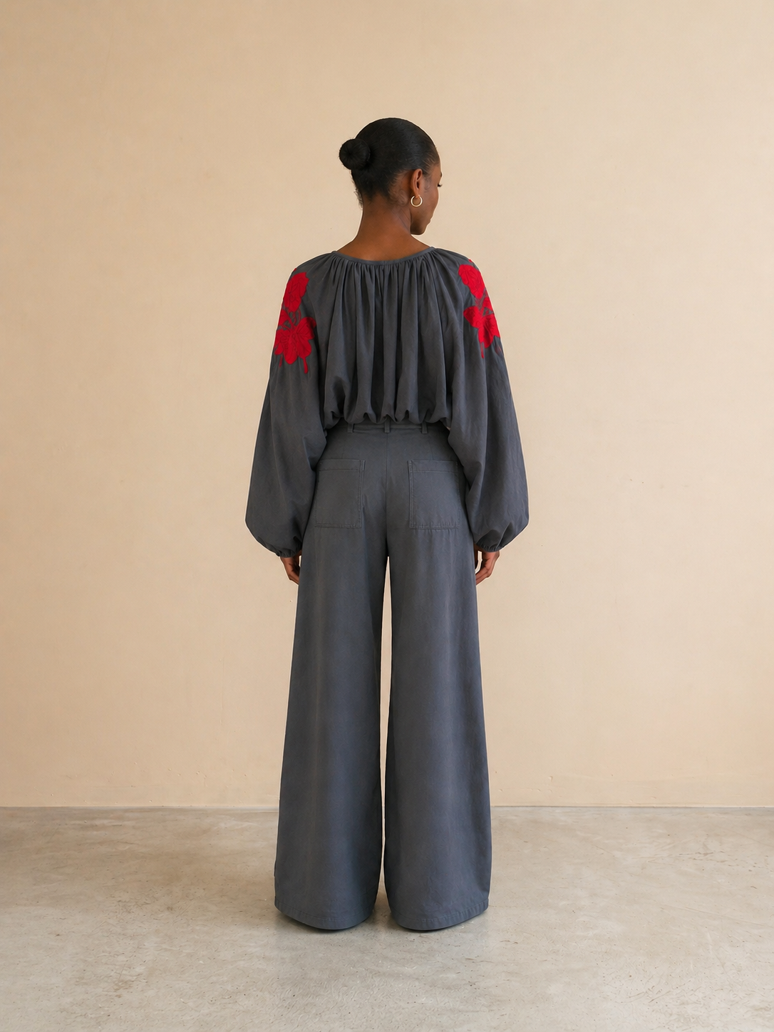 Blouse broderies Blora - Anthracite