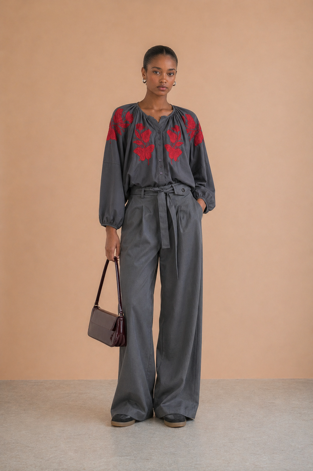 Blouse broderies Blora - Anthracite