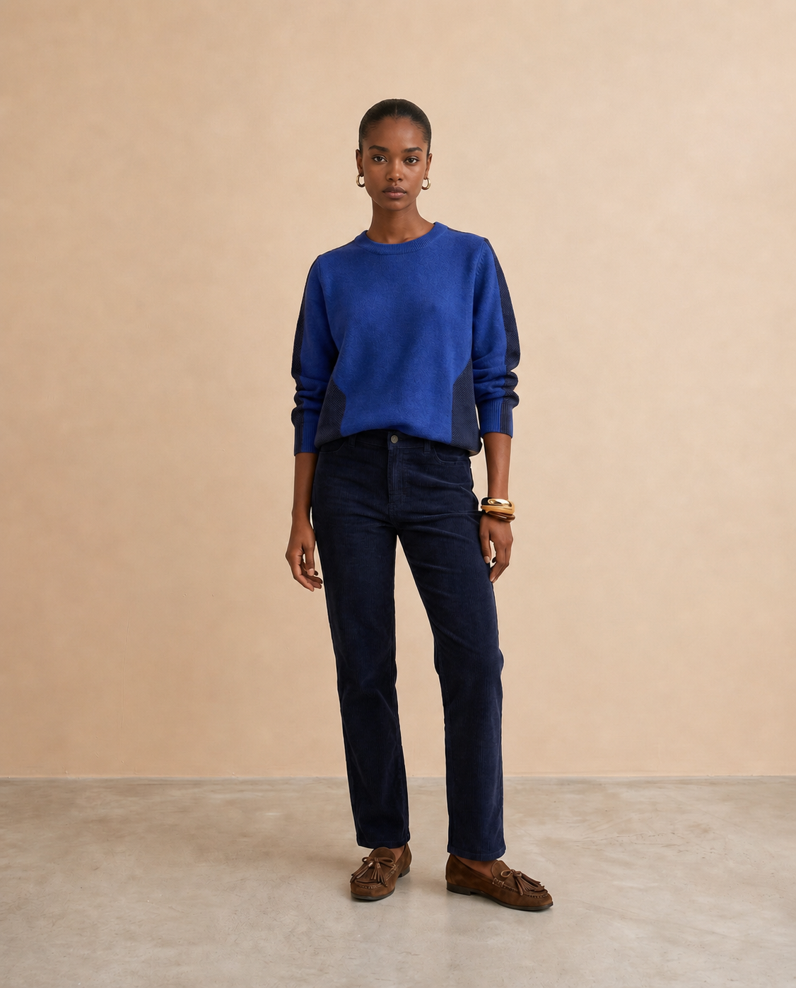 Pull bicolore Bruna - Bleu roi