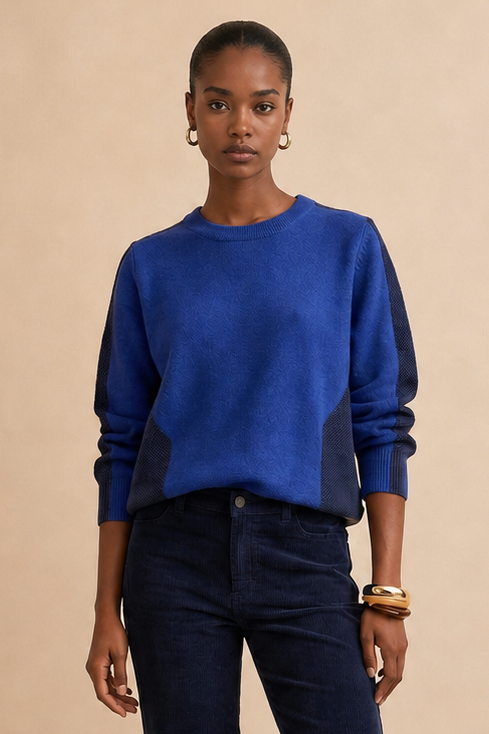 Pull bicolore Bruna - Bleu roi