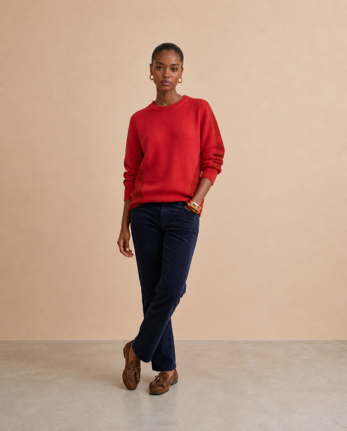 Pull bicolore Bruna - Rouge