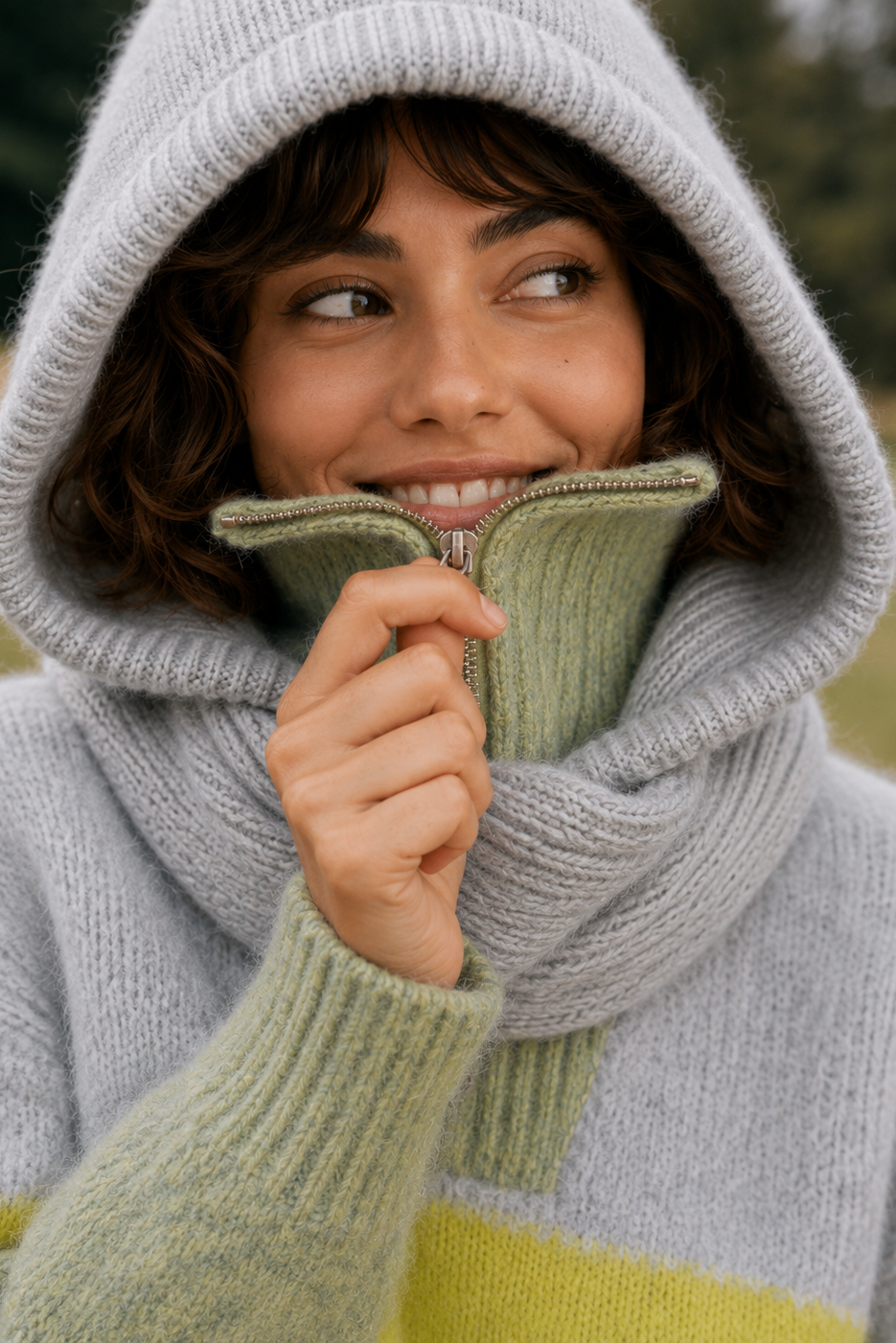 Cagoule en maille Augusta - Gris