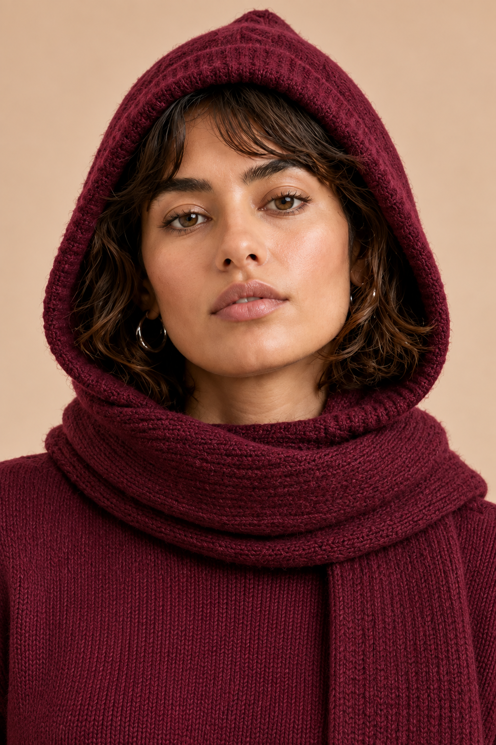 Capuche en maille Augusta - Bordeaux