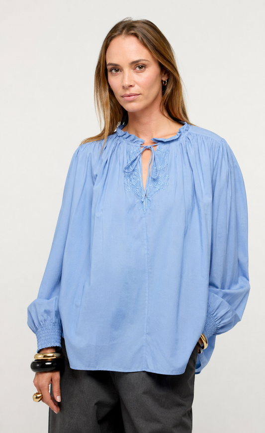 Blouse Dane Indigo, rose, rouge, rayures choco