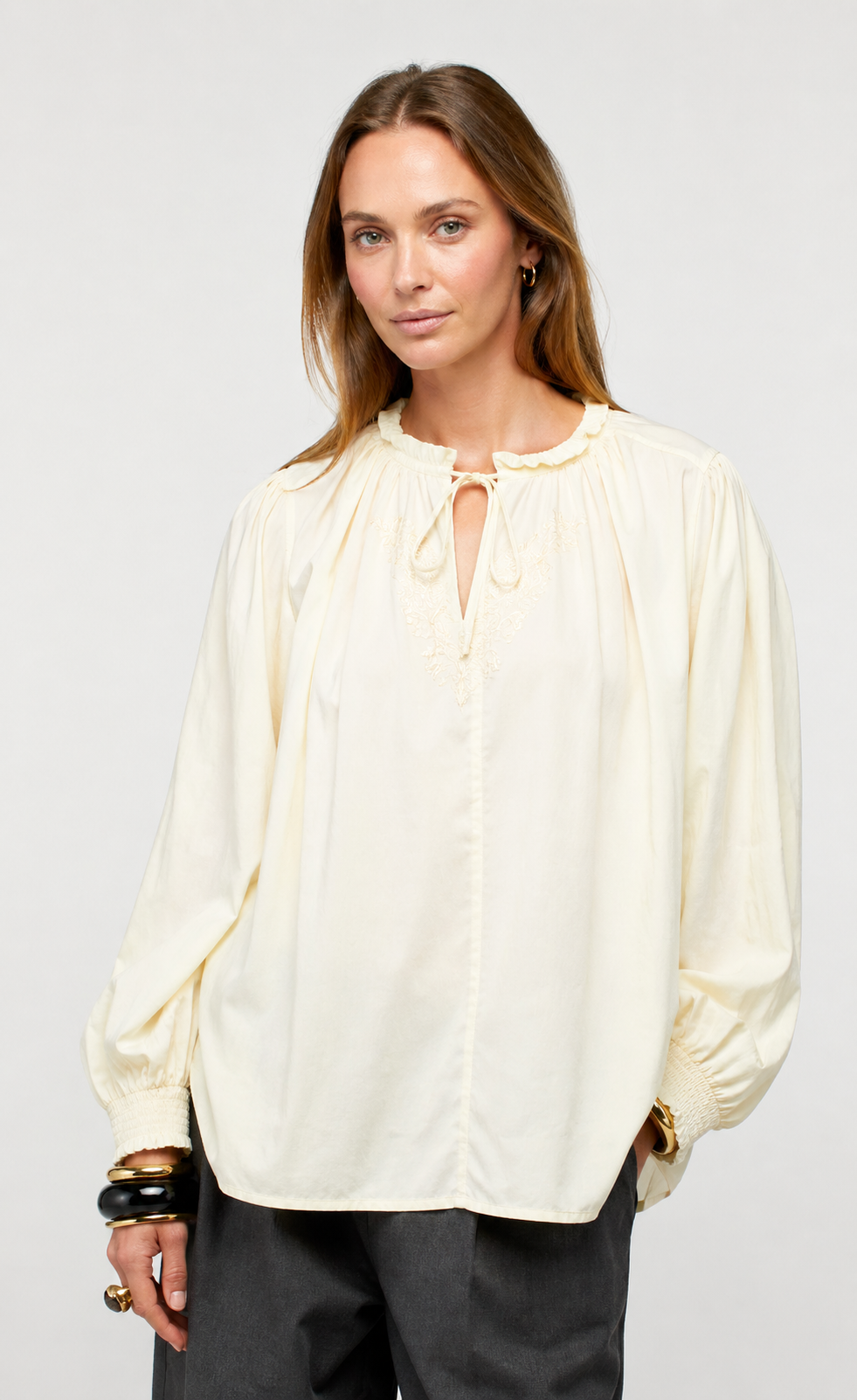 Blouse Dane rayures brique ou ivoire