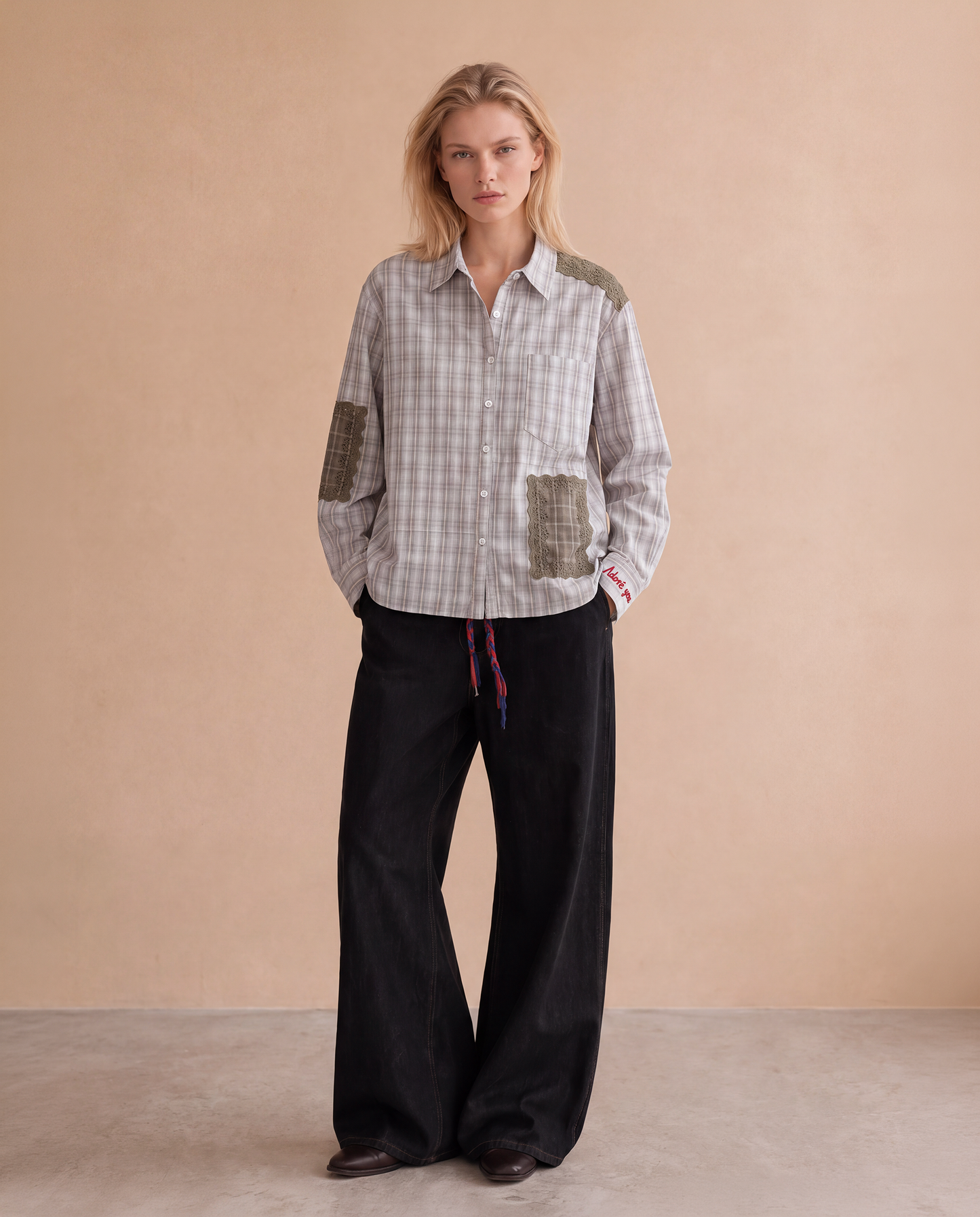 Chemise avec broderies Arlo - Carreaux Gris et Jaune