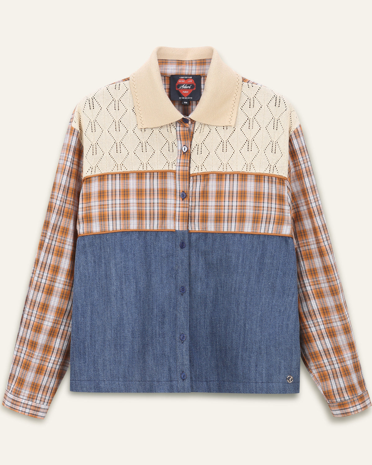 Chemise tri-matières Rosalia - Denim et Orange