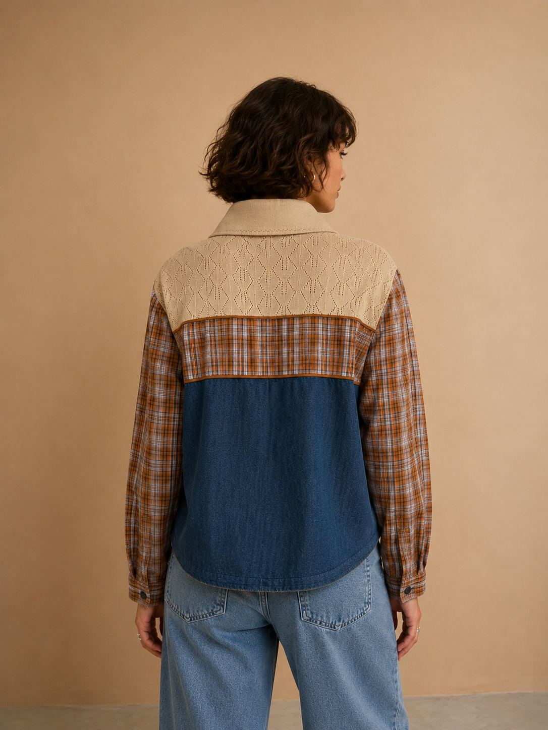 Chemise tri-matières Rosalia - Denim et Orange