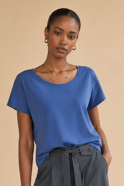 T-shirt col rond Constanza - Bleu roi