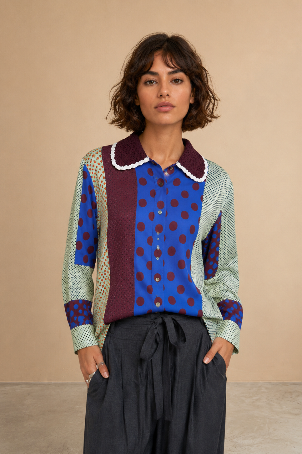 Chemise multicolore col contrastant Daria - Pois