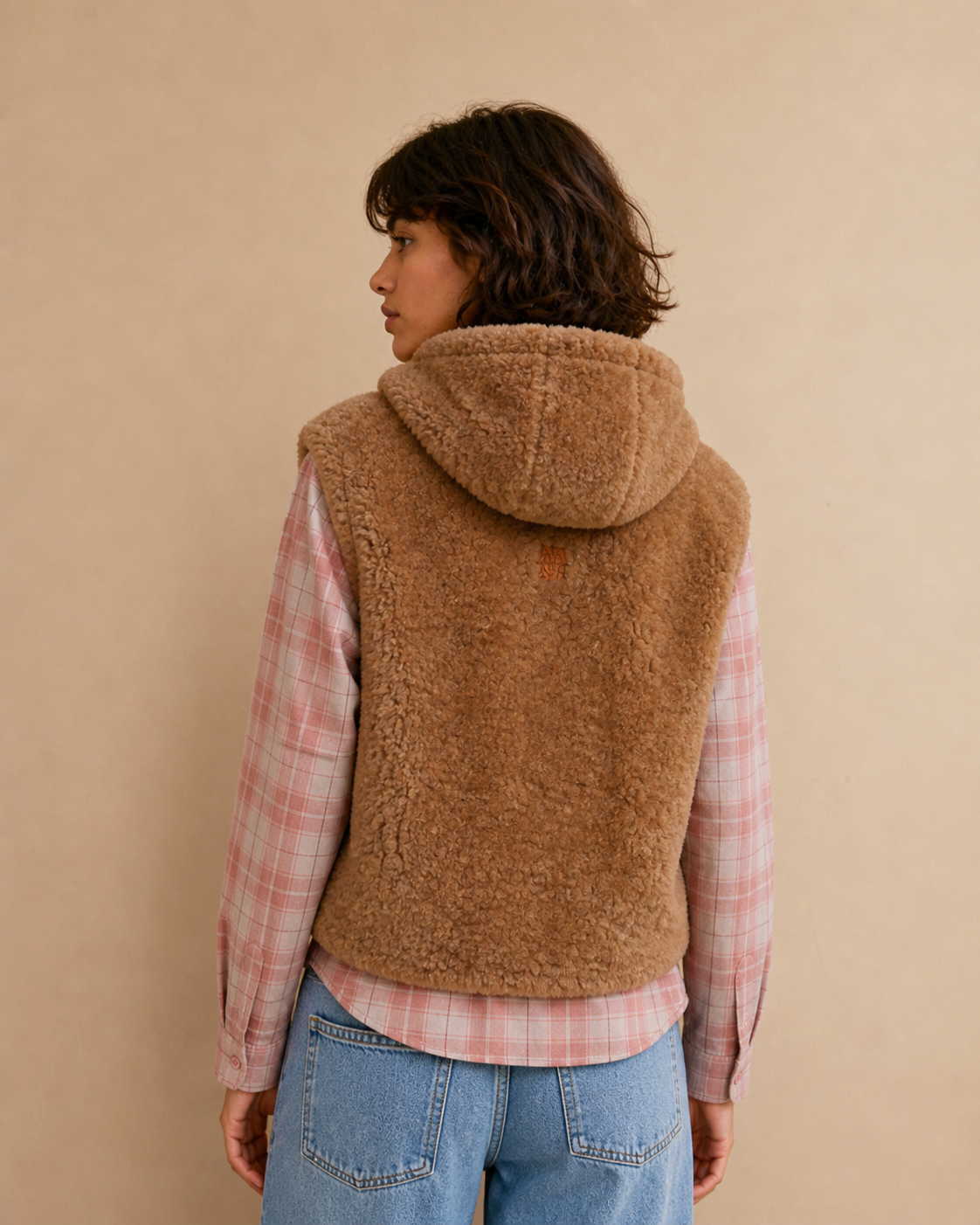 Veste sans manches fausse fourrure Delia - Beige