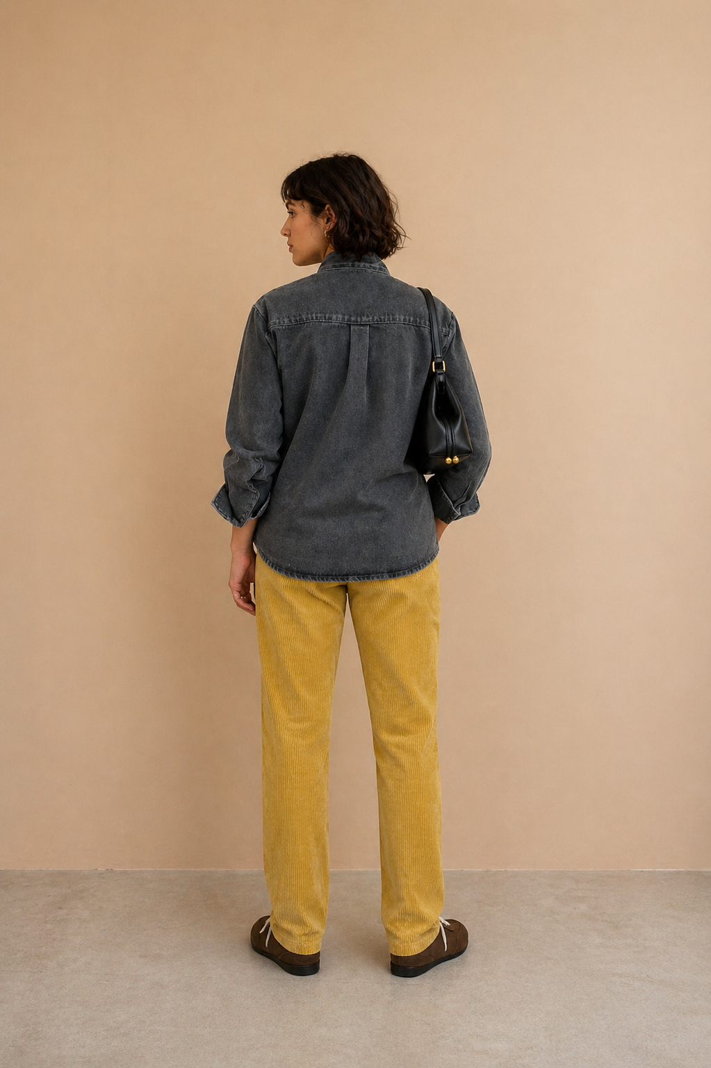 Chemise col cravate Demmy - Gris denim