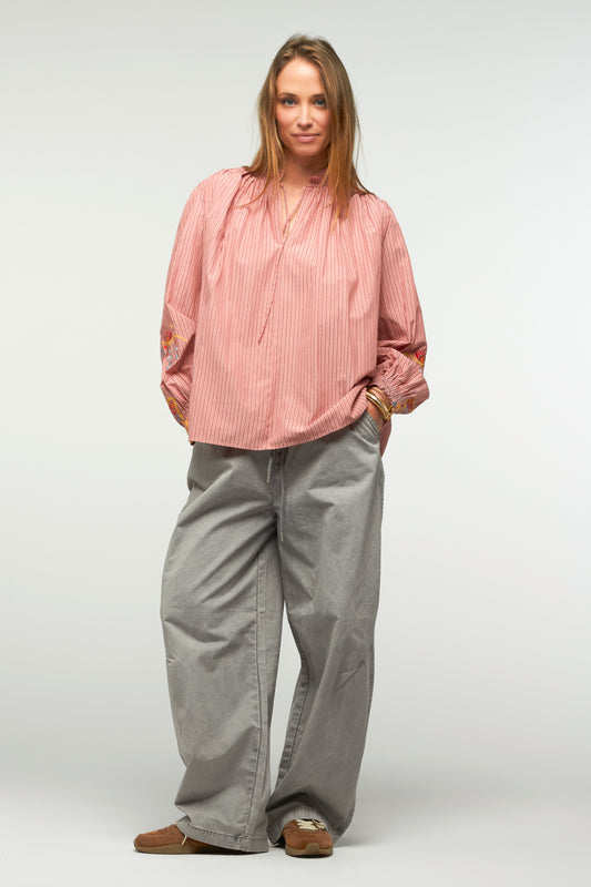 Blouse Dane rayures brique ou ivoire