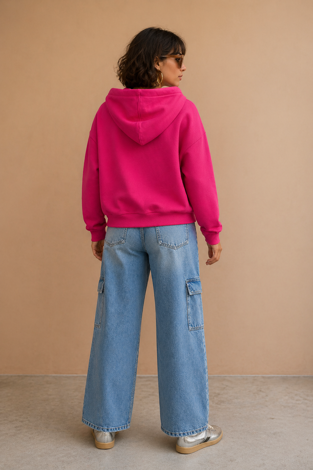Sweat à capuche brodé Elynn - Fuchsia
