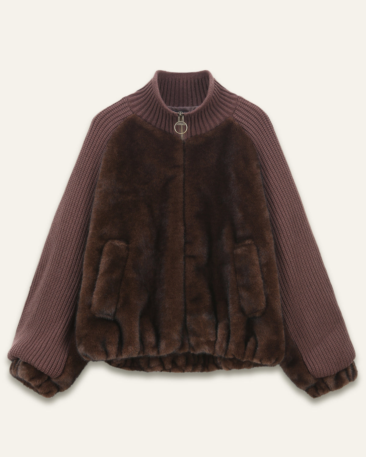 Gilet zippé avec fourrure Calisto - Chocolat