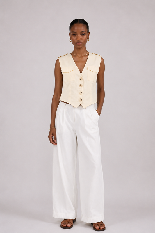 Gilet sans manches Florine Ecru