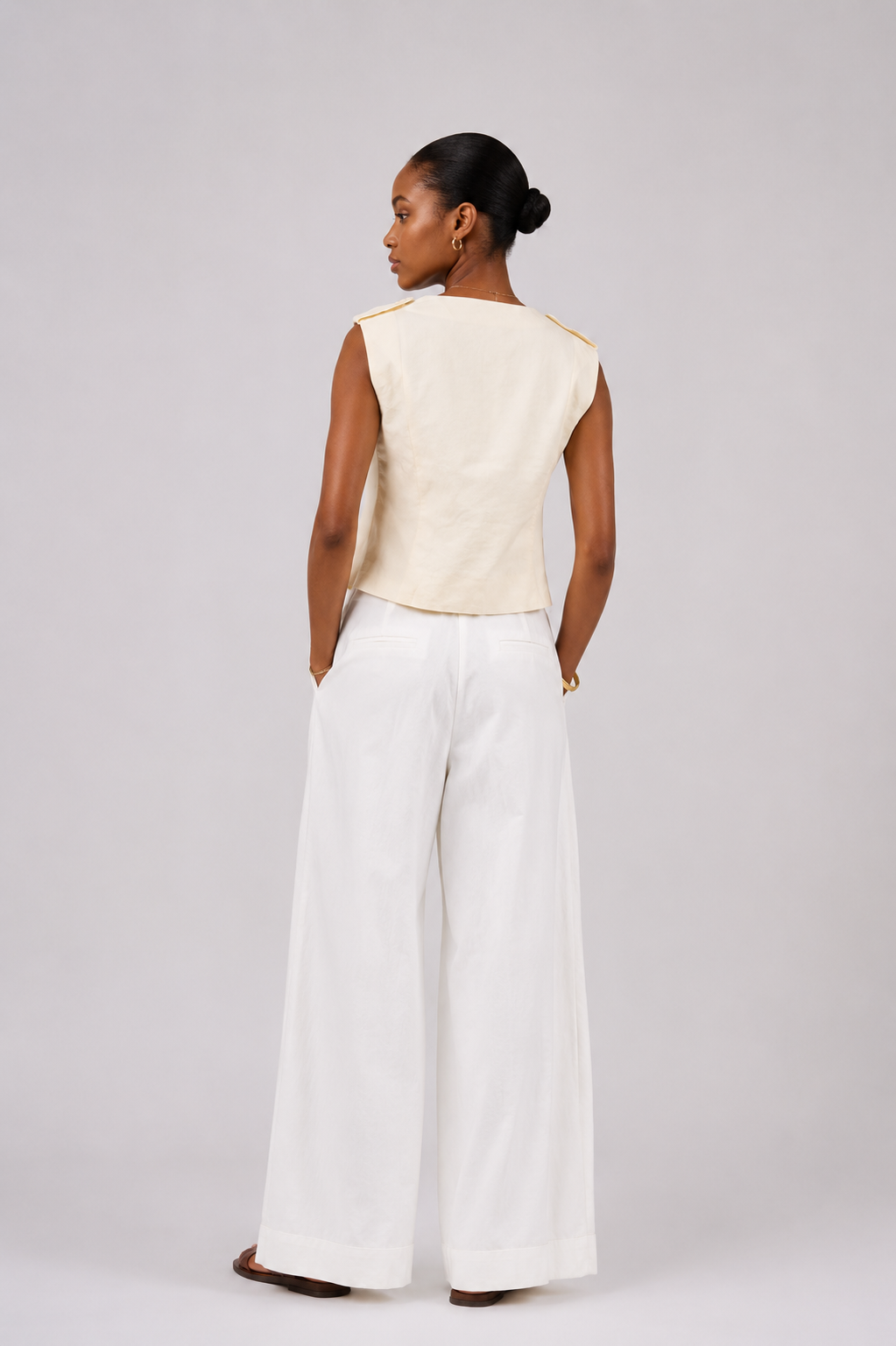 Gilet sans manches Florine Ecru