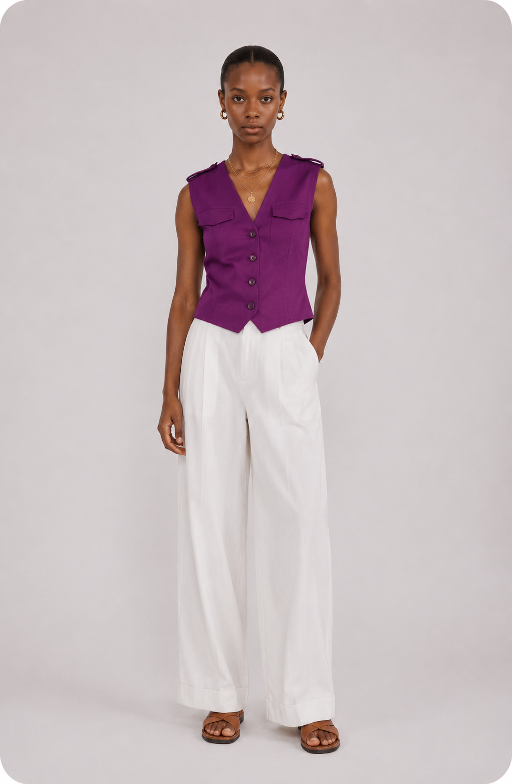 Gilet sans manches Florine prune