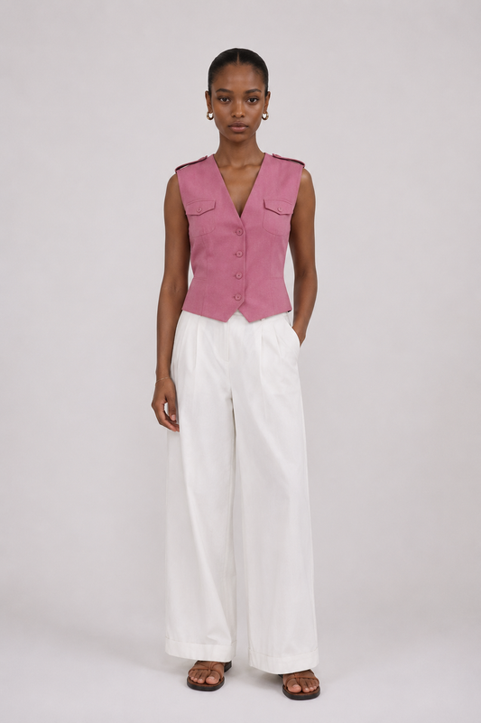 Gilet sans manches Florine Rose