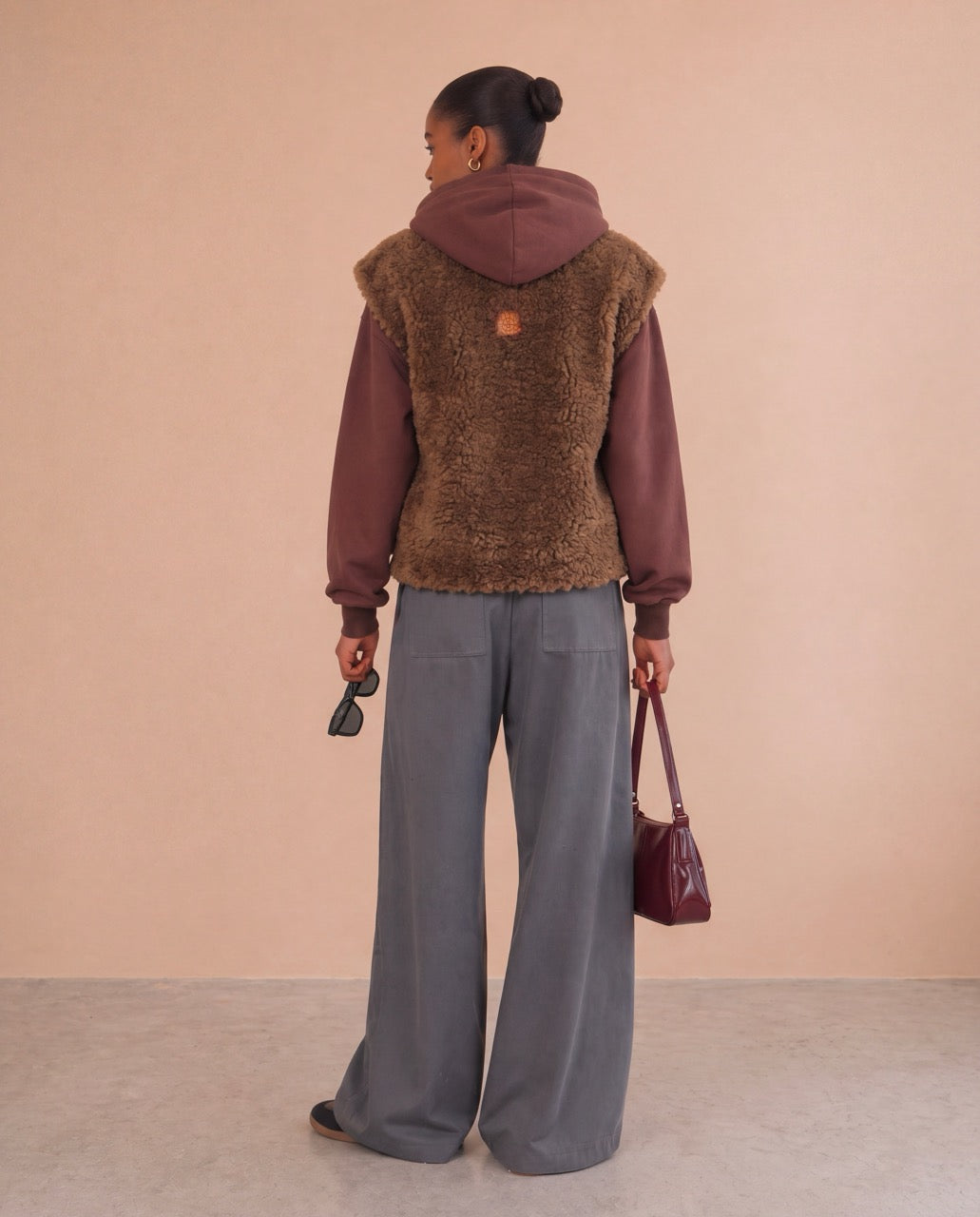 Veste sans manches en fausse fourrure Delia - Choco