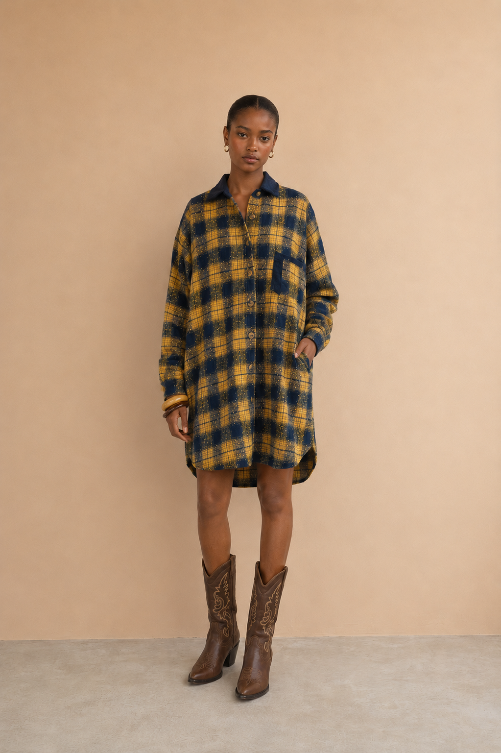 Robe Izy - Carreaux Jaunes Et Bleus
