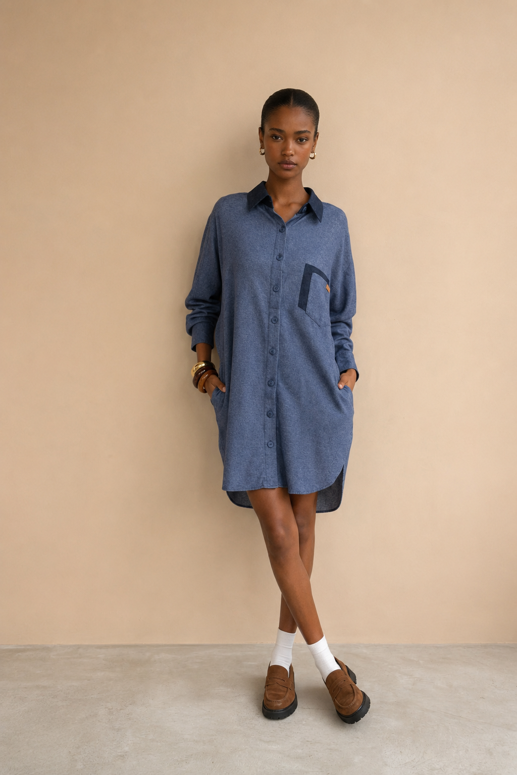 Robe chemise en jean Izy - Denim