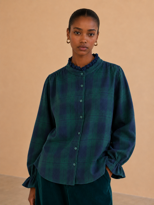Blouse Kimber - Carreaux Marine et Vert
