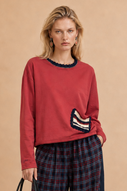 T-shirt manches longues avec poche artisanale Lectra - Bordeaux