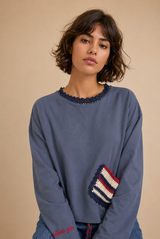 T-shirt manches longues avec poche artisanale Lectra - Carbone