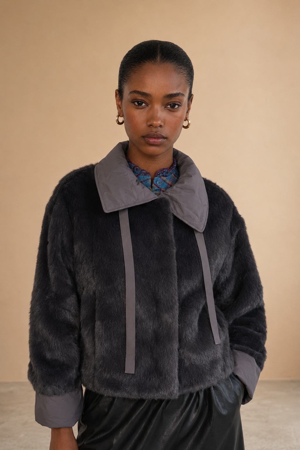 Veste fausse fourrure Livina - Gris