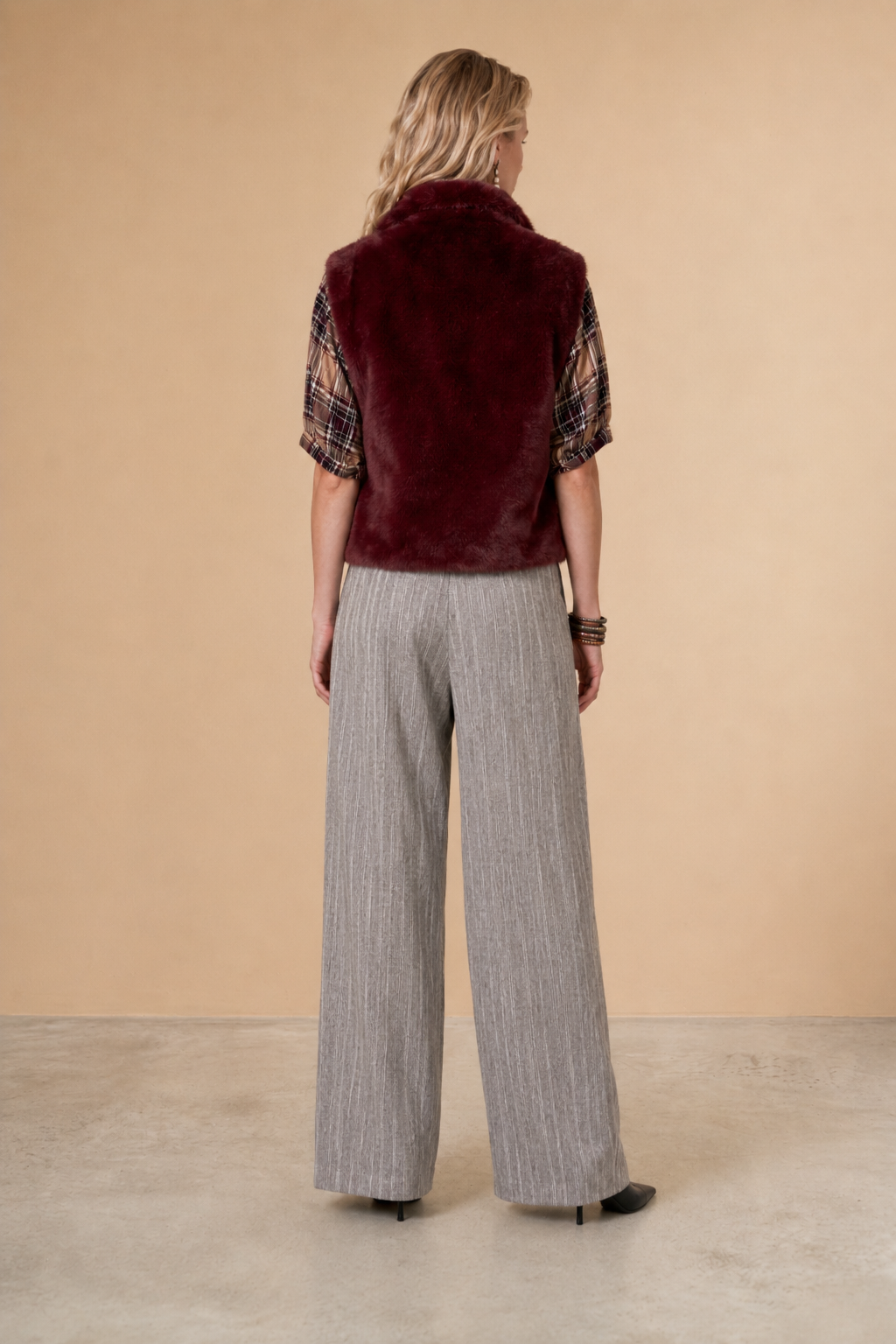 Pantalon large & fluide Ludivine - Chevron Brun