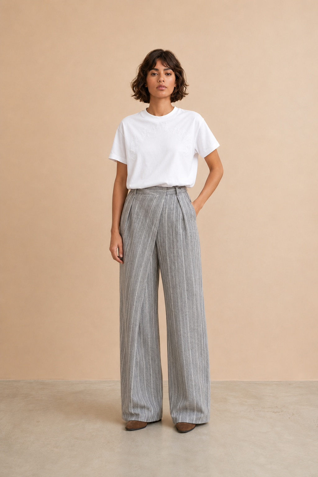 Pantalon large & fluide Ludivine - Chevron Noir