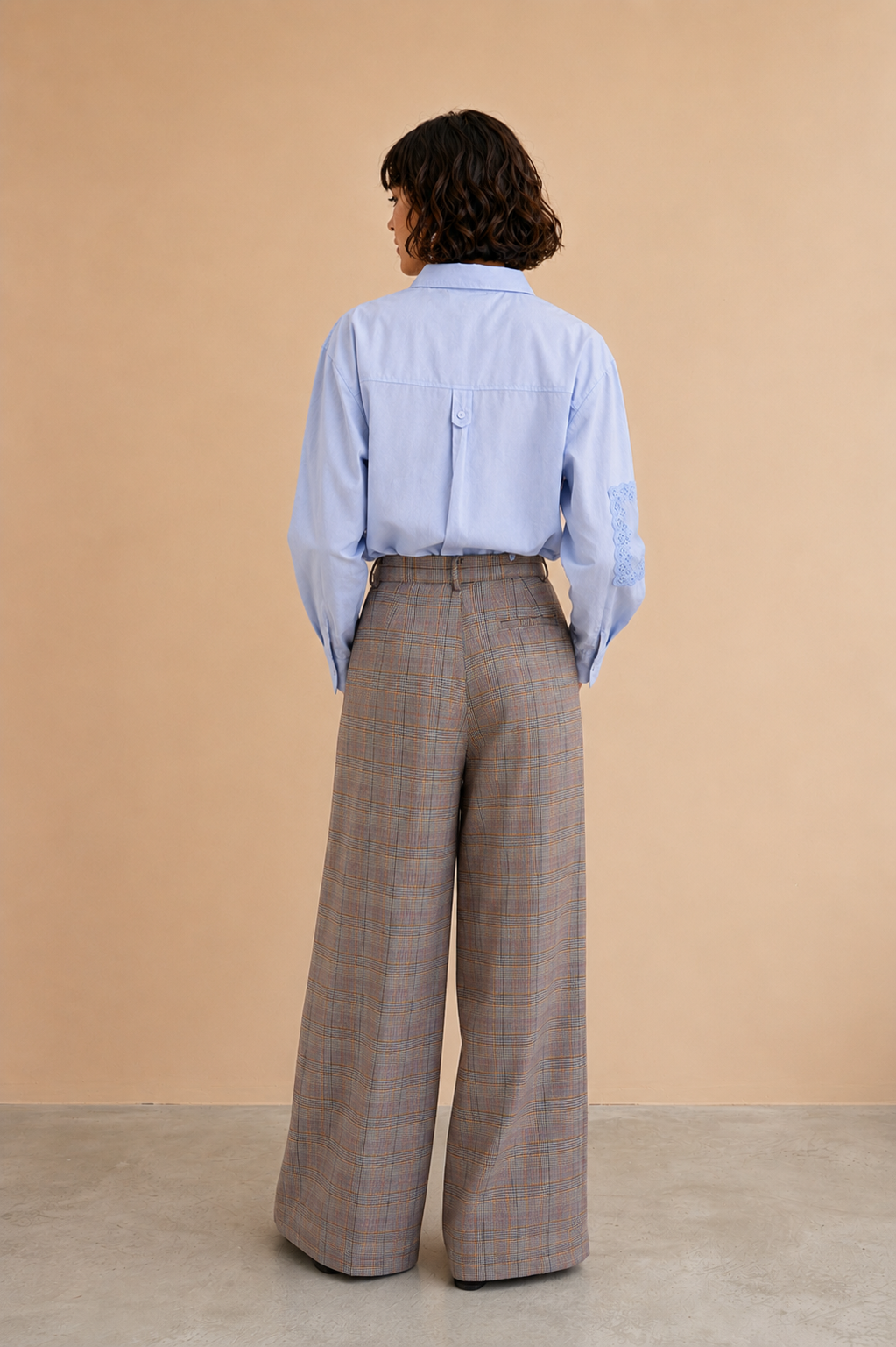 Pantalon de tailleur large Ludivine - Prince de galles