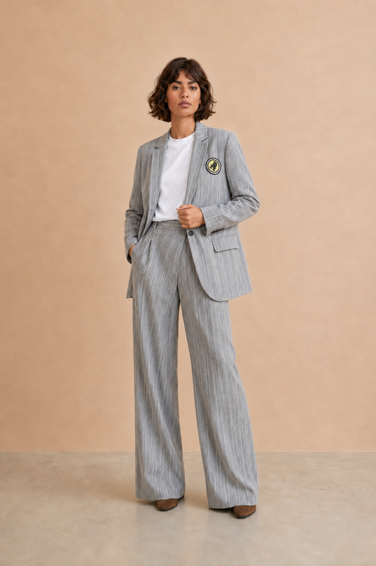 Pantalon large & fluide Ludivine - Chevron Noir