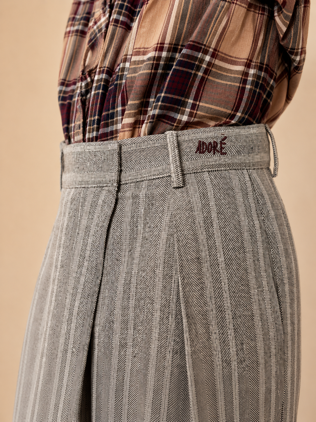 Pantalon large & fluide Ludivine - Chevron Brun