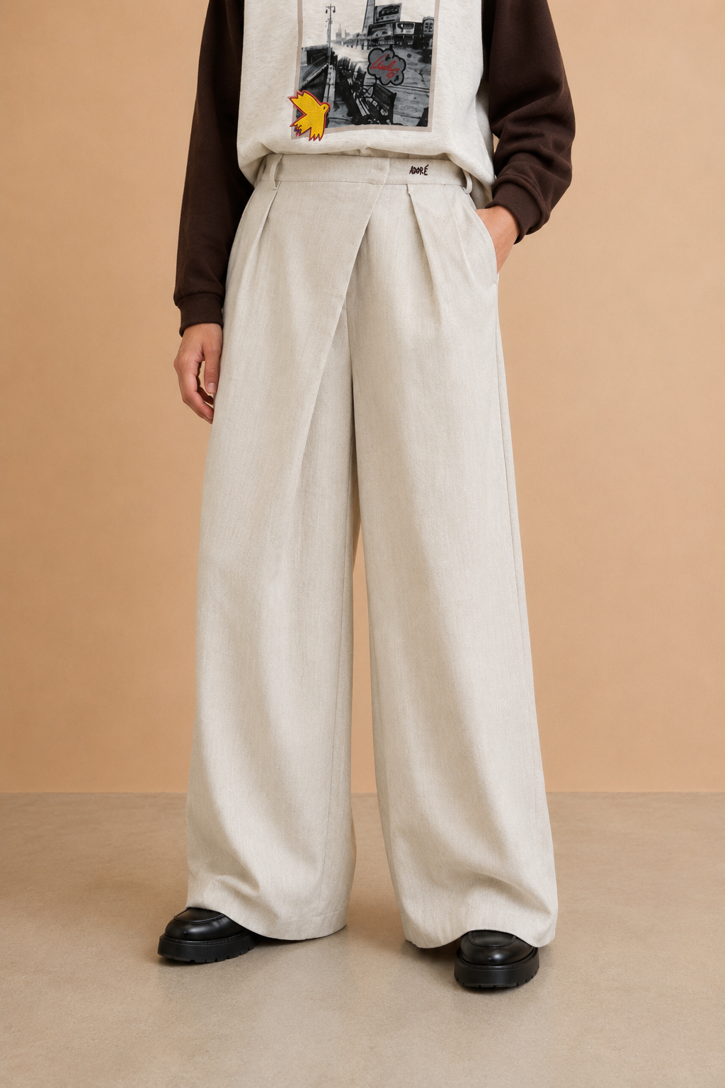 Pantalon large & fluide Ludivine - Écru