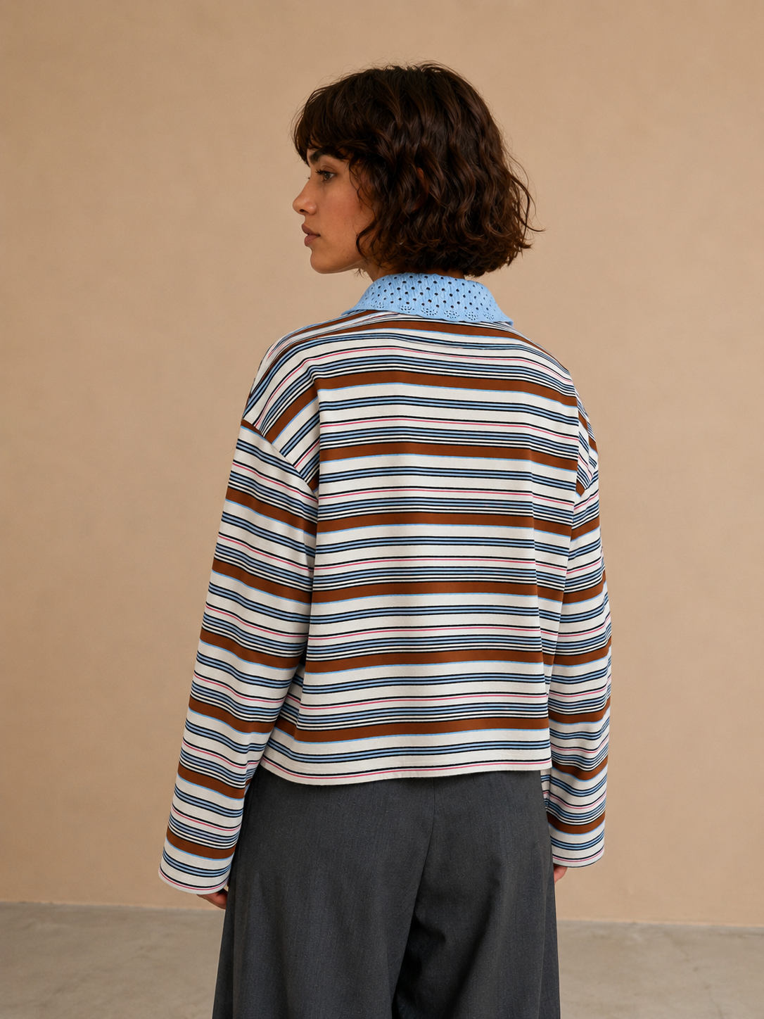Sweat-Shirt Lutecia - Rayure Ecrue Et Ciel