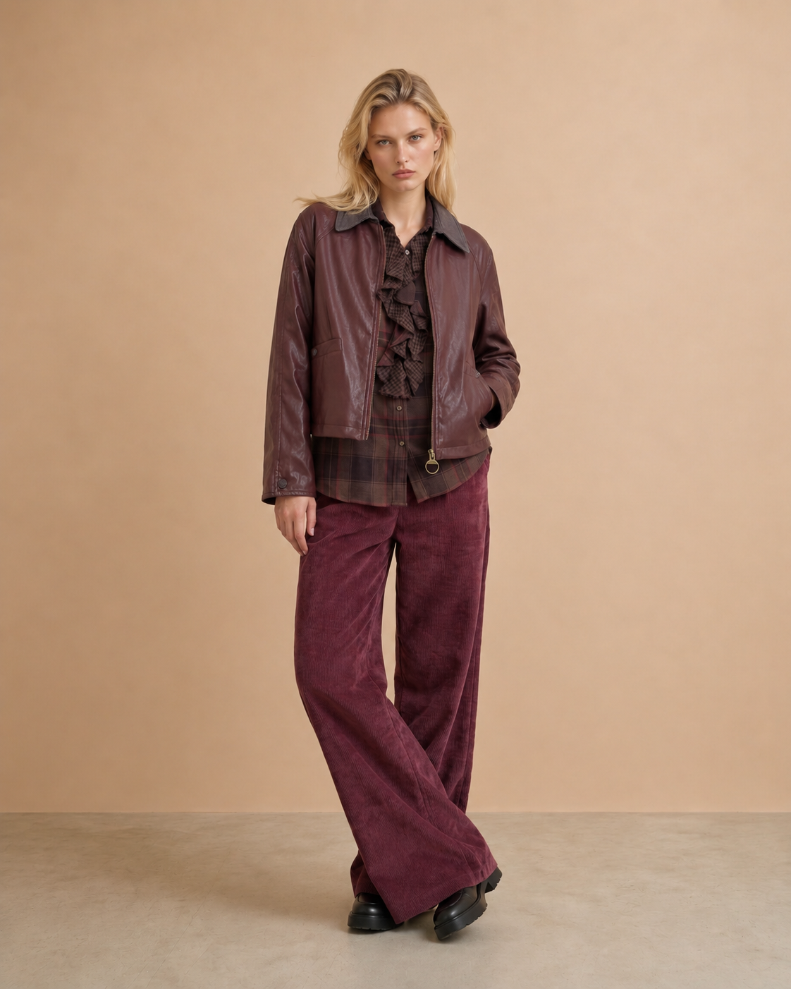 Barn jacket effet cuir Maelys - Bordeaux