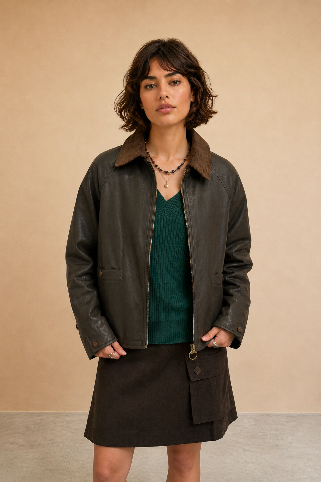 Barn jacket effet cuir Maelys - Choco