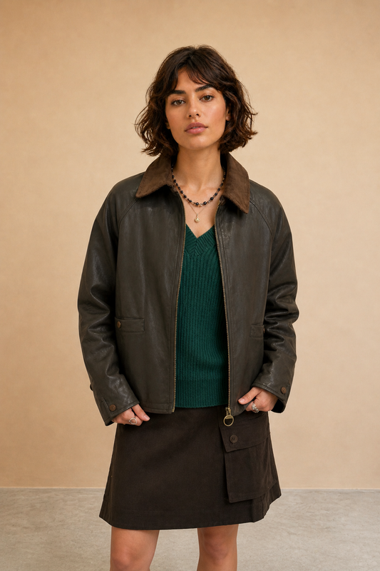 Barn jacket effet cuir Maelys - Choco