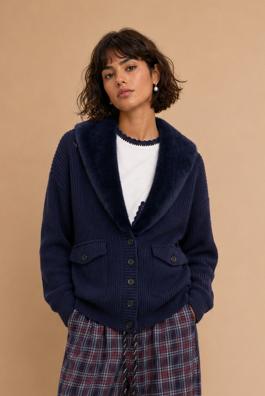 Cardigan en maille Military - Marine