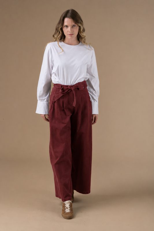 Pantalon Myriam taille haute en coton