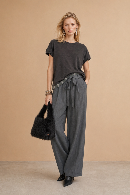 Pantalon large & fluide palazzo Myriam - Gris