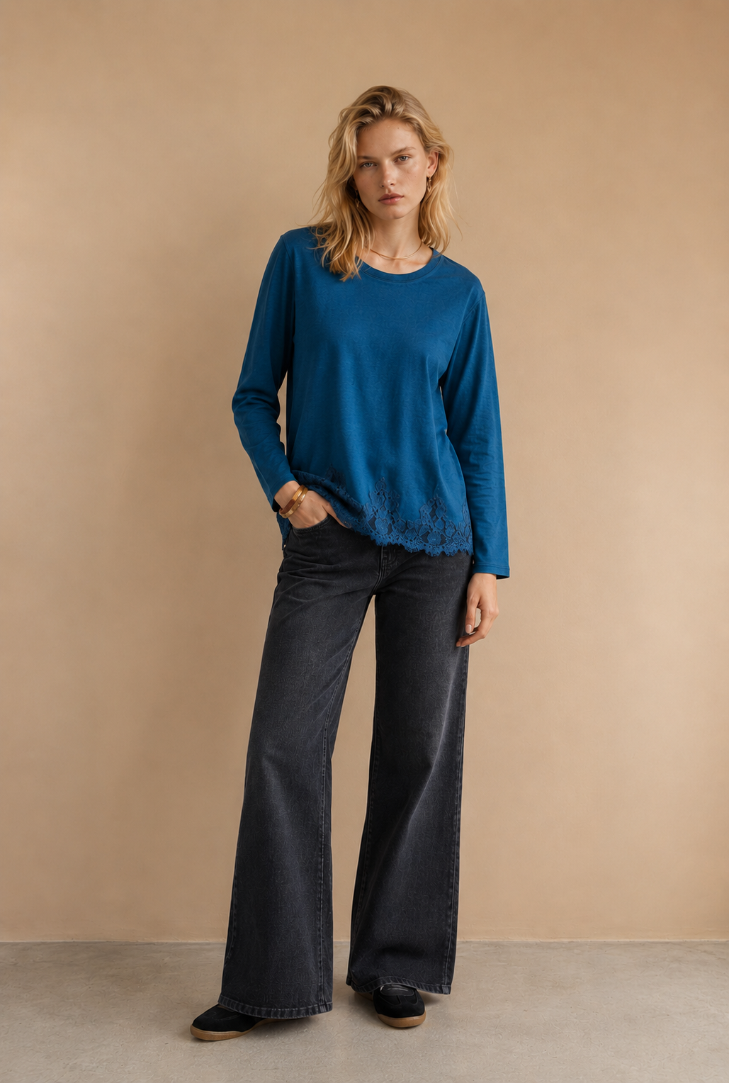 T-shirt manches longues & dentelle Nomina - Canard