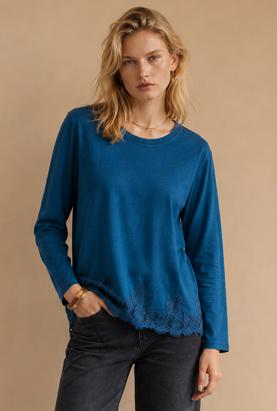 T-shirt manches longues & dentelle Nomina - Canard