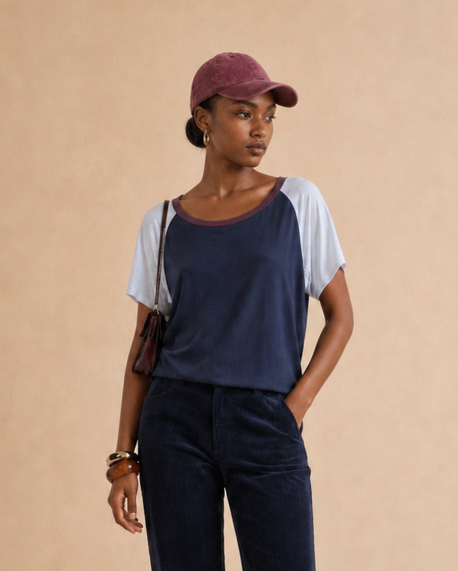 T-Shirt Oreane - Mix marine et violet