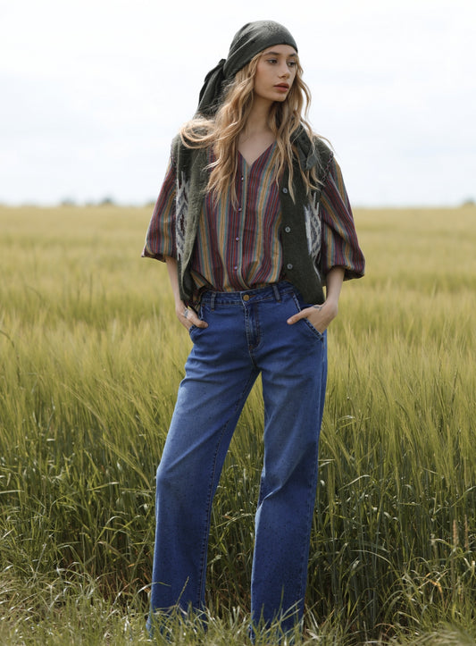 Pantalon Penny Strass Bleu