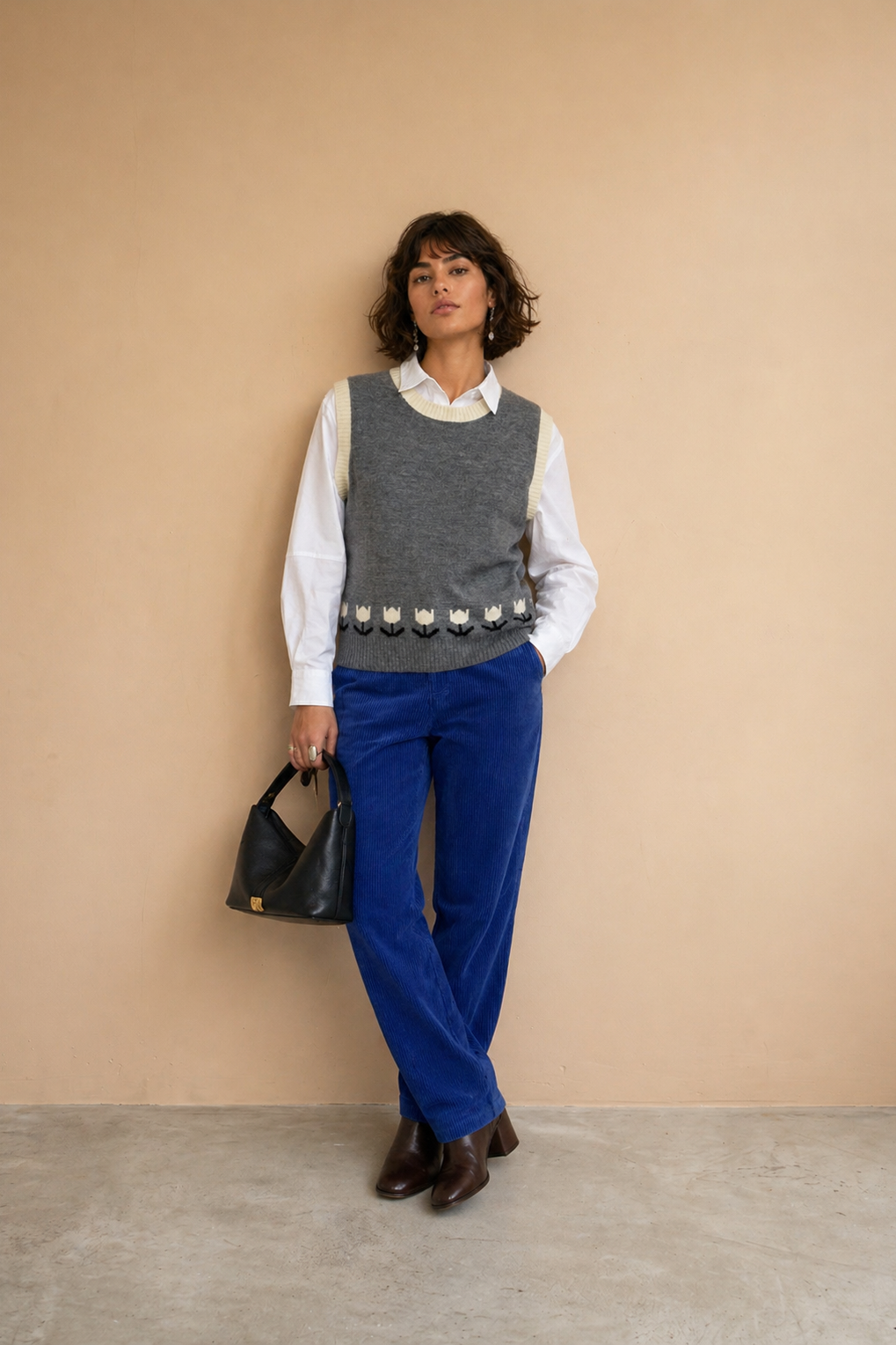 Pantalon droit en velours côtelé Raquel - Électrique