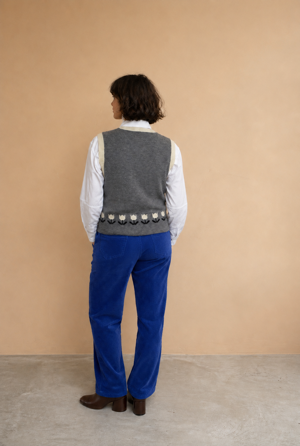 Pantalon droit en velours côtelé Raquel - Électrique